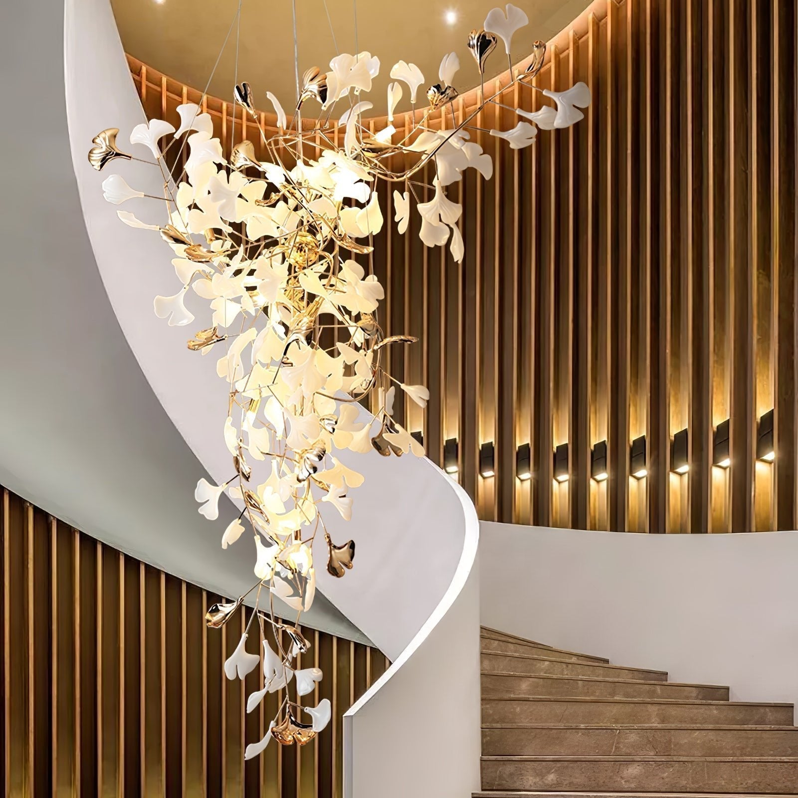 Modern Ginkgo Leaf Porcelain Chandelier Luxury Hanging Ceiling Light Fixture