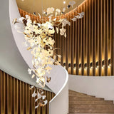 Modern Ginkgo Leaf Porcelain Chandelier Luxury Hanging Ceiling Light Fixture