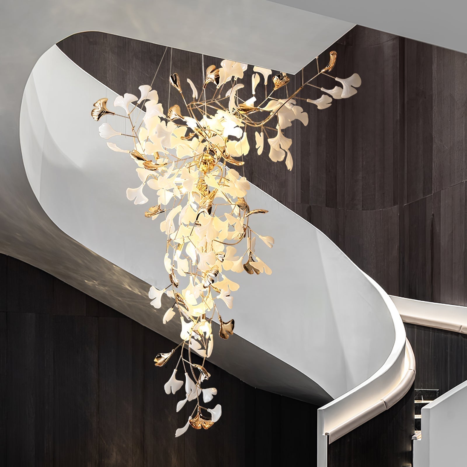 Modern Ginkgo Leaf Porcelain Chandelier Luxury Hanging Ceiling Light Fixture