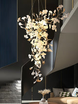 Modern Ginkgo Leaf Porcelain Chandelier Luxury Hanging Ceiling Light Fixture