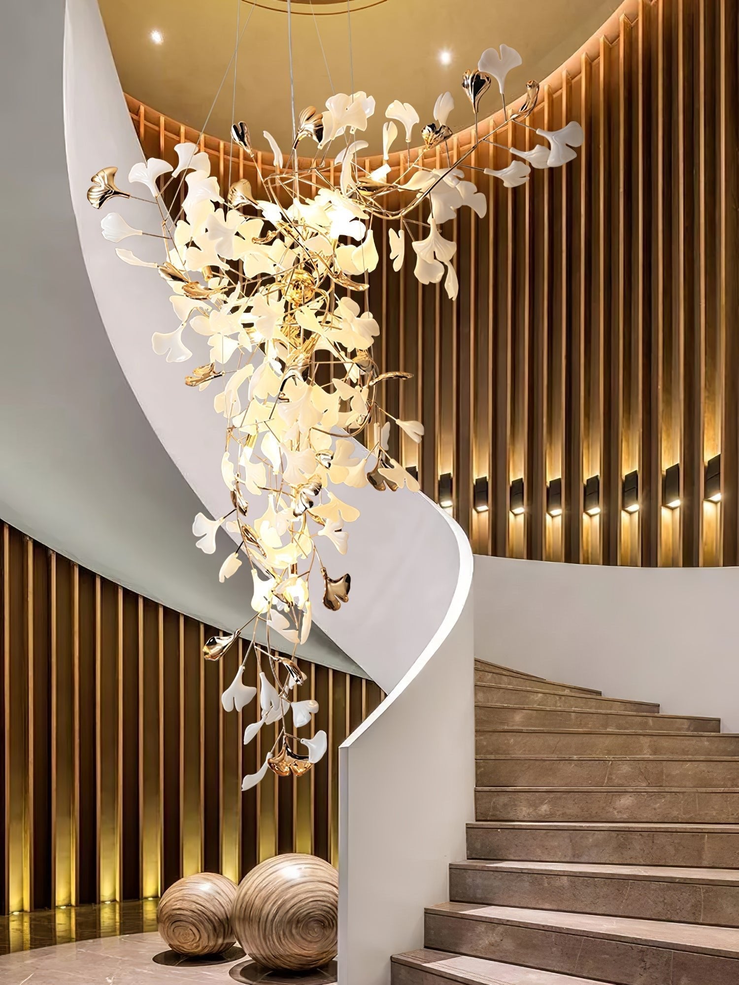 Modern Ginkgo Leaf Porcelain Chandelier Luxury Hanging Ceiling Light Fixture