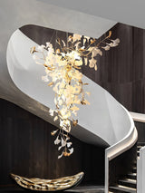 Modern Ginkgo Leaf Porcelain Chandelier Luxury Hanging Ceiling Light Fixture