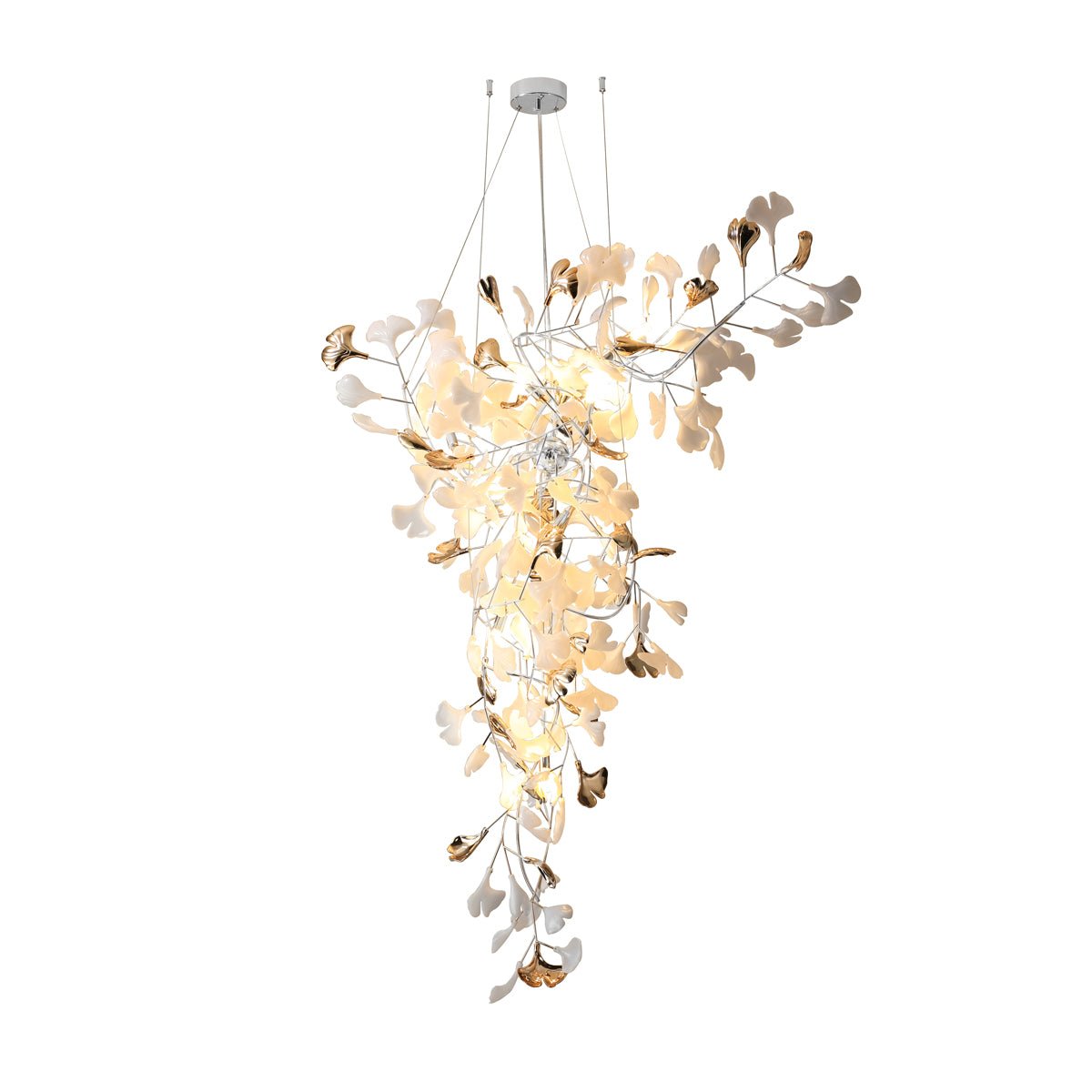 Modern Ginkgo Leaf Porcelain Chandelier Luxury Hanging Ceiling Light Fixture