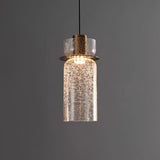 Modern Glacier Crackle Glass LED Pendant Light Bronze Finish for Kitchen Island