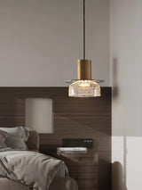 Modern Glacier Crackle Glass LED Pendant Light Bronze Finish for Kitchen Island