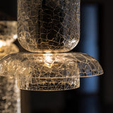 Modern Glacier Crackle Glass LED Pendant Light Bronze Finish for Kitchen Island