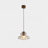 Modern Glacier Crackle Glass LED Pendant Light Bronze Finish for Kitchen Island