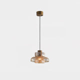 Modern Glacier Crackle Glass LED Pendant Light Bronze Finish for Kitchen Island