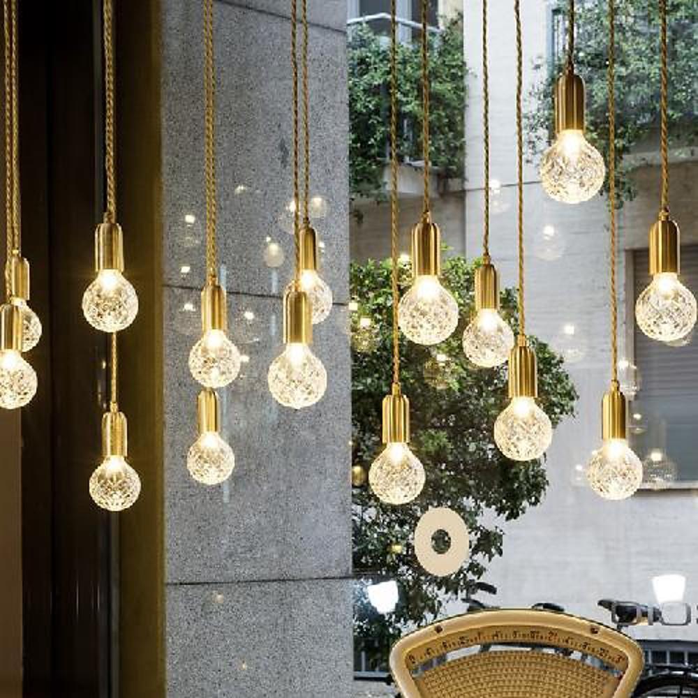 Modern Glass Ball LED Pendant Lighting Gold Nordic Hanging Lamp for Kitchen Island