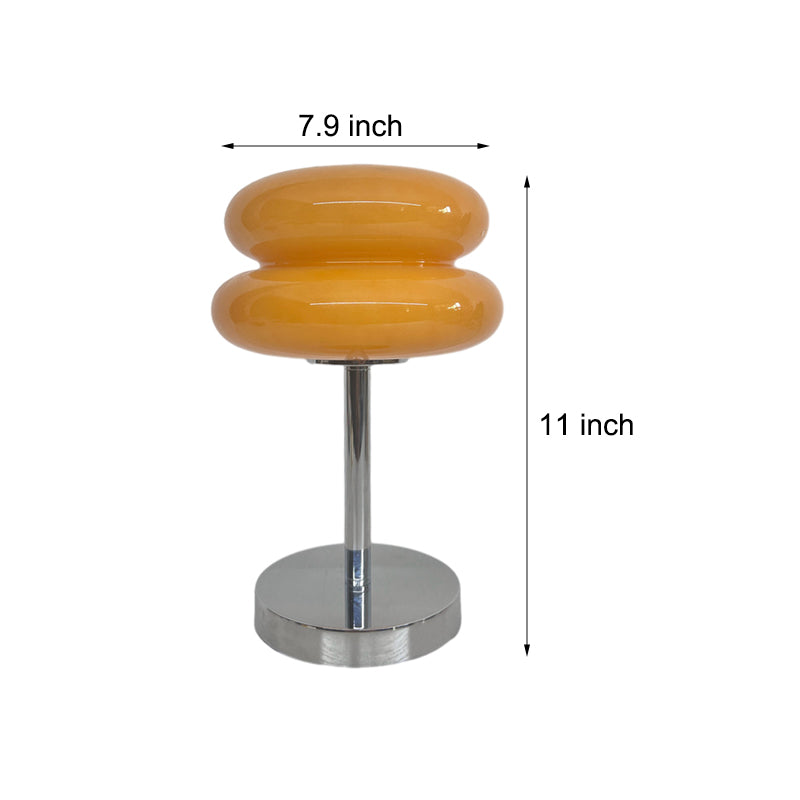 Modern Glass Burger Mushroom Table Lamp USB Rechargeable Warm LED Bedside Nightstand Light