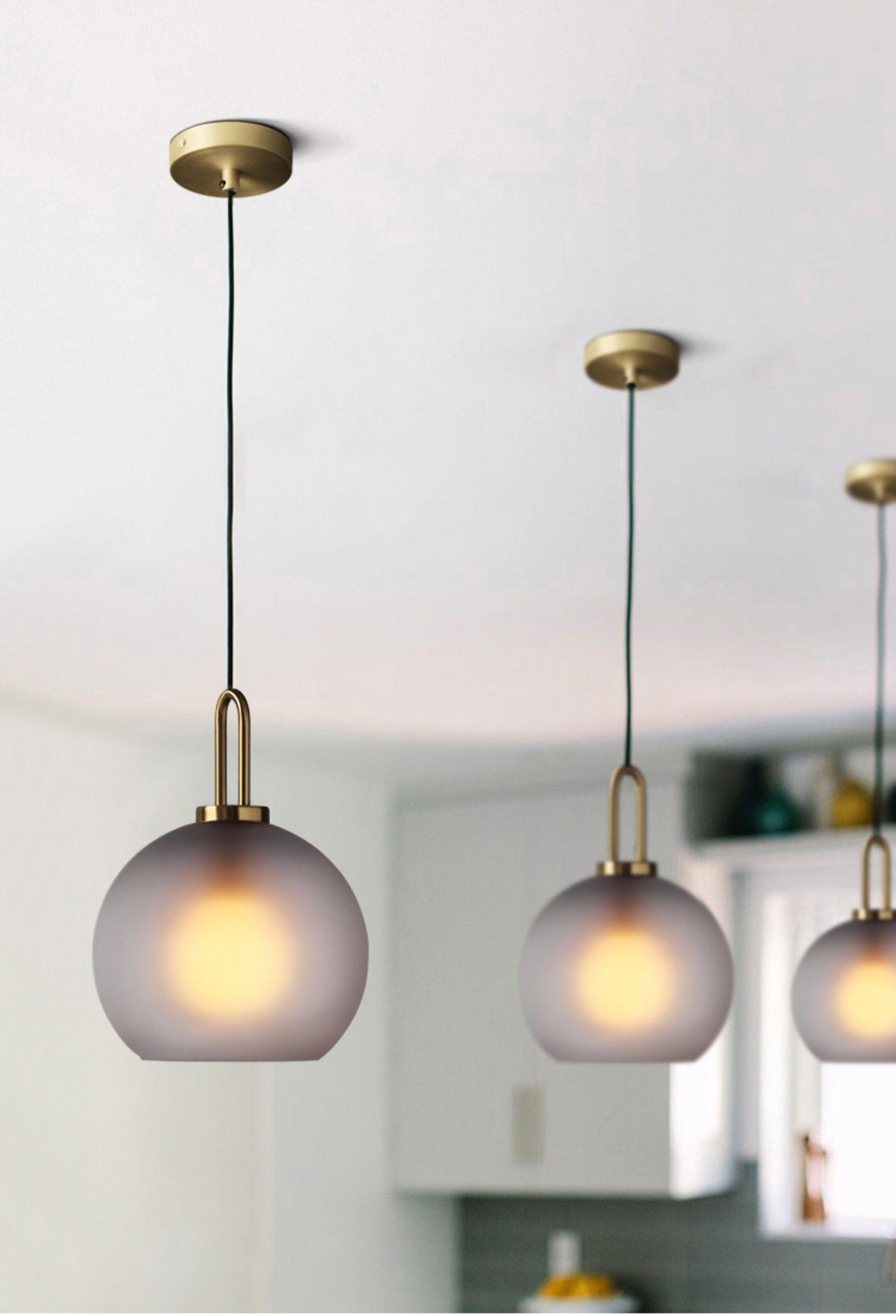 Modern Glass Capsule and Sphere Pendant Light with Copper Finish for Interior Decor