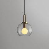 Modern Glass Capsule and Sphere Pendant Light with Copper Finish for Interior Decor