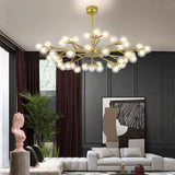 Modern Glass Cluster LED Chandelier 45 Light Contemporary Ceiling Fixture for Luxury Living Spaces