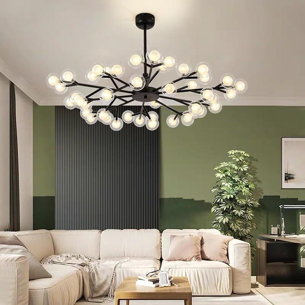 Modern Glass Cluster LED Chandelier 45 Light Contemporary Ceiling Fixture for Luxury Living Spaces