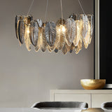 Modern Glass Feather Chandelier with 3 Step Dimming for Luxury Living and Dining Rooms