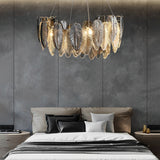 Modern Glass Feather Chandelier with 3 Step Dimming for Luxury Living and Dining Rooms