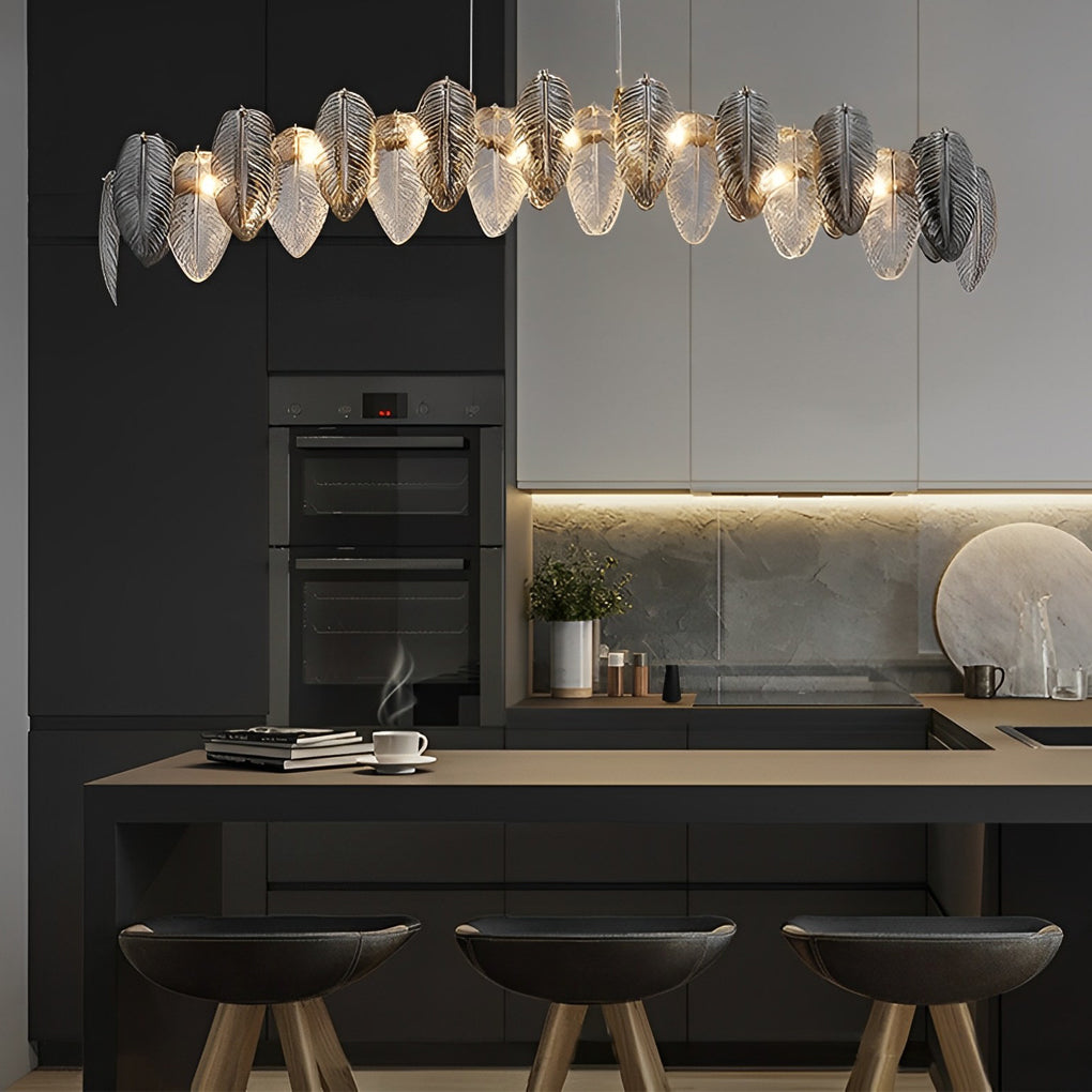Modern Glass Feather Chandelier with 3 Step Dimming for Luxury Living and Dining Rooms