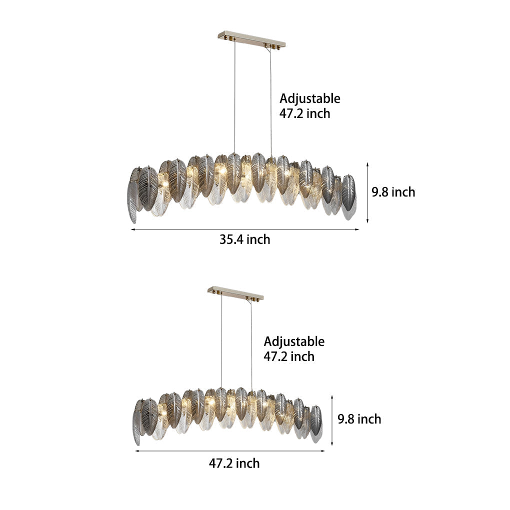Modern Glass Feather Chandelier with 3 Step Dimming for Luxury Living and Dining Rooms