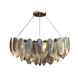 Modern Glass Feather Chandelier with 3 Step Dimming for Luxury Living and Dining Rooms