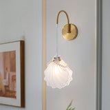 Modern Glass Feather Wall Light Copper Finish 3 Step Dimming Sconce for Bedroom Living Room