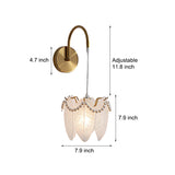 Modern Glass Feather Wall Light Copper Finish 3 Step Dimming Sconce for Bedroom Living Room