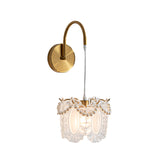 Modern Glass Feather Wall Light Copper Finish 3 Step Dimming Sconce for Bedroom Living Room