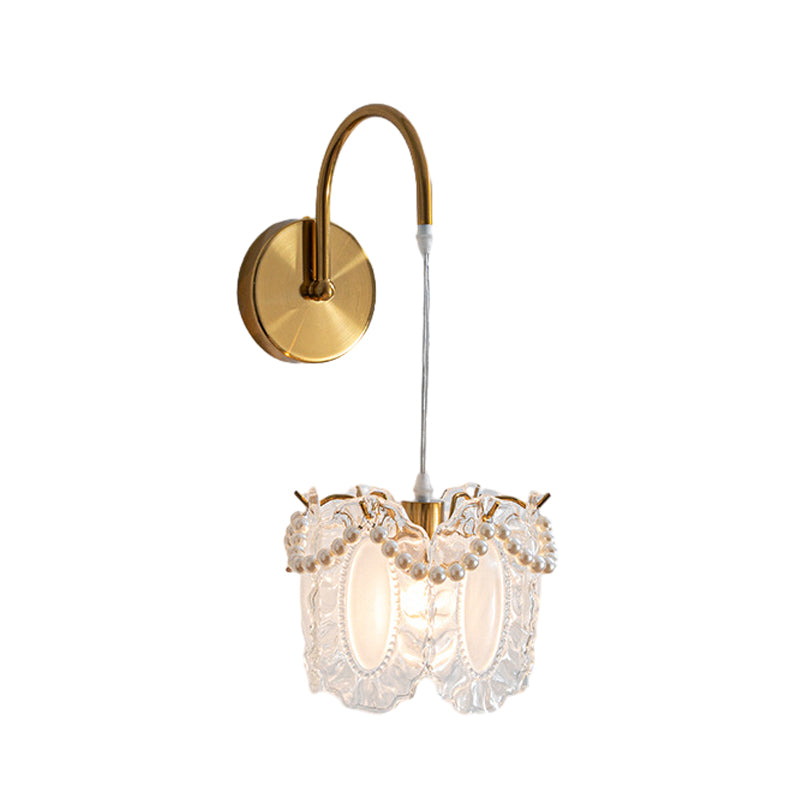 Modern Glass Feather Wall Light Copper Finish 3 Step Dimming Sconce for Bedroom Living Room