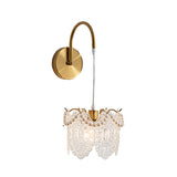 Modern Glass Feather Wall Light Copper Finish 3 Step Dimming Sconce for Bedroom Living Room