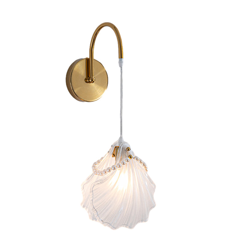 Modern Glass Feather Wall Light Copper Finish 3 Step Dimming Sconce for Bedroom Living Room