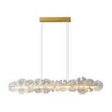 Modern Glass Flower Petal Halo Chandelier Brass LED Pendant Ceiling Light