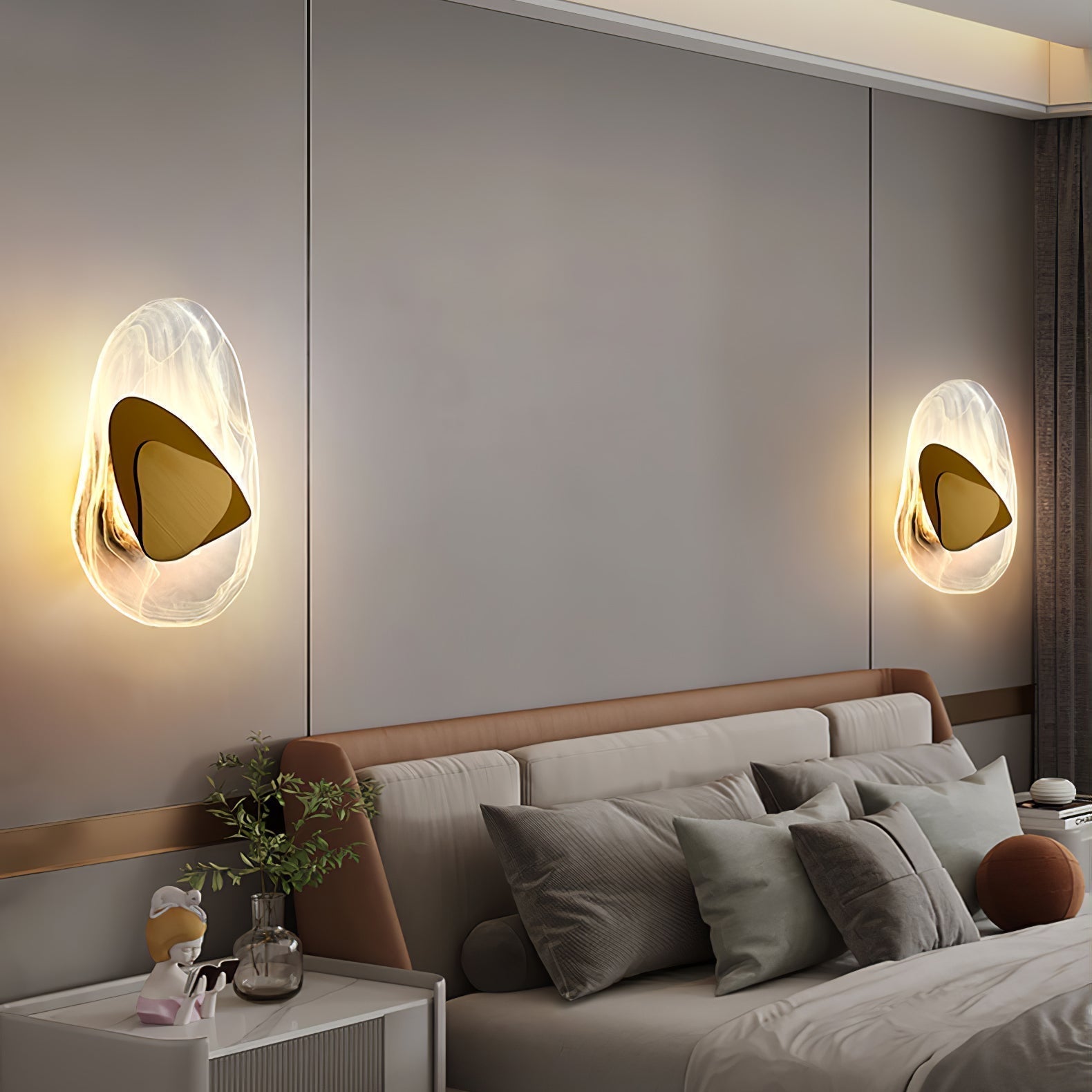 Modern Glass Globe and Metal LED Wall Sconce Set of 2 for Living Room and Bedroom Lighting