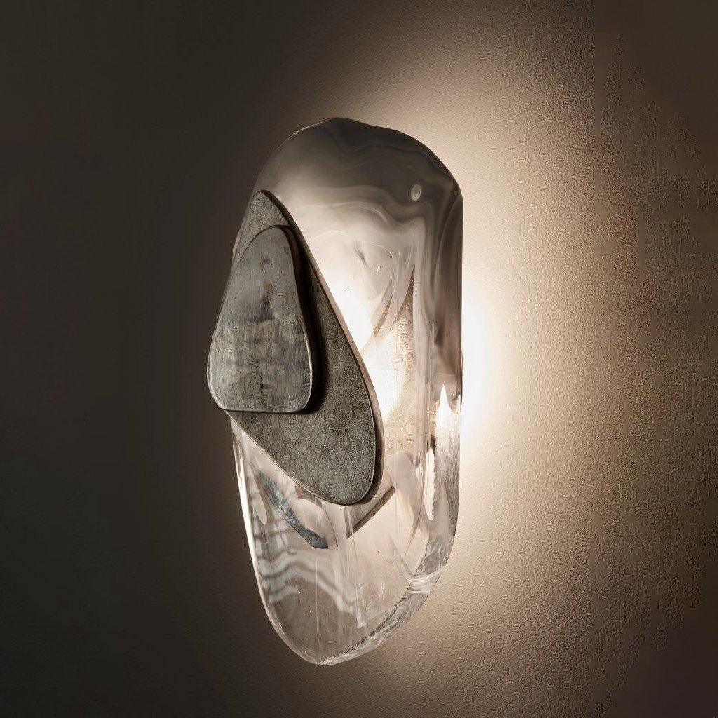 Modern Glass Globe and Metal LED Wall Sconce Set of 2 for Living Room and Bedroom Lighting