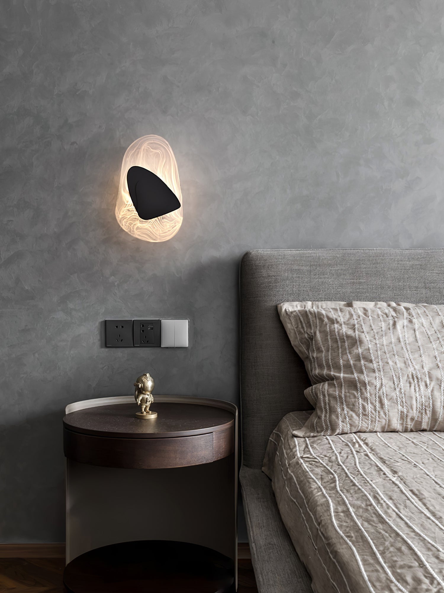 Modern Glass Globe and Metal LED Wall Sconce Set of 2 for Living Room and Bedroom Lighting