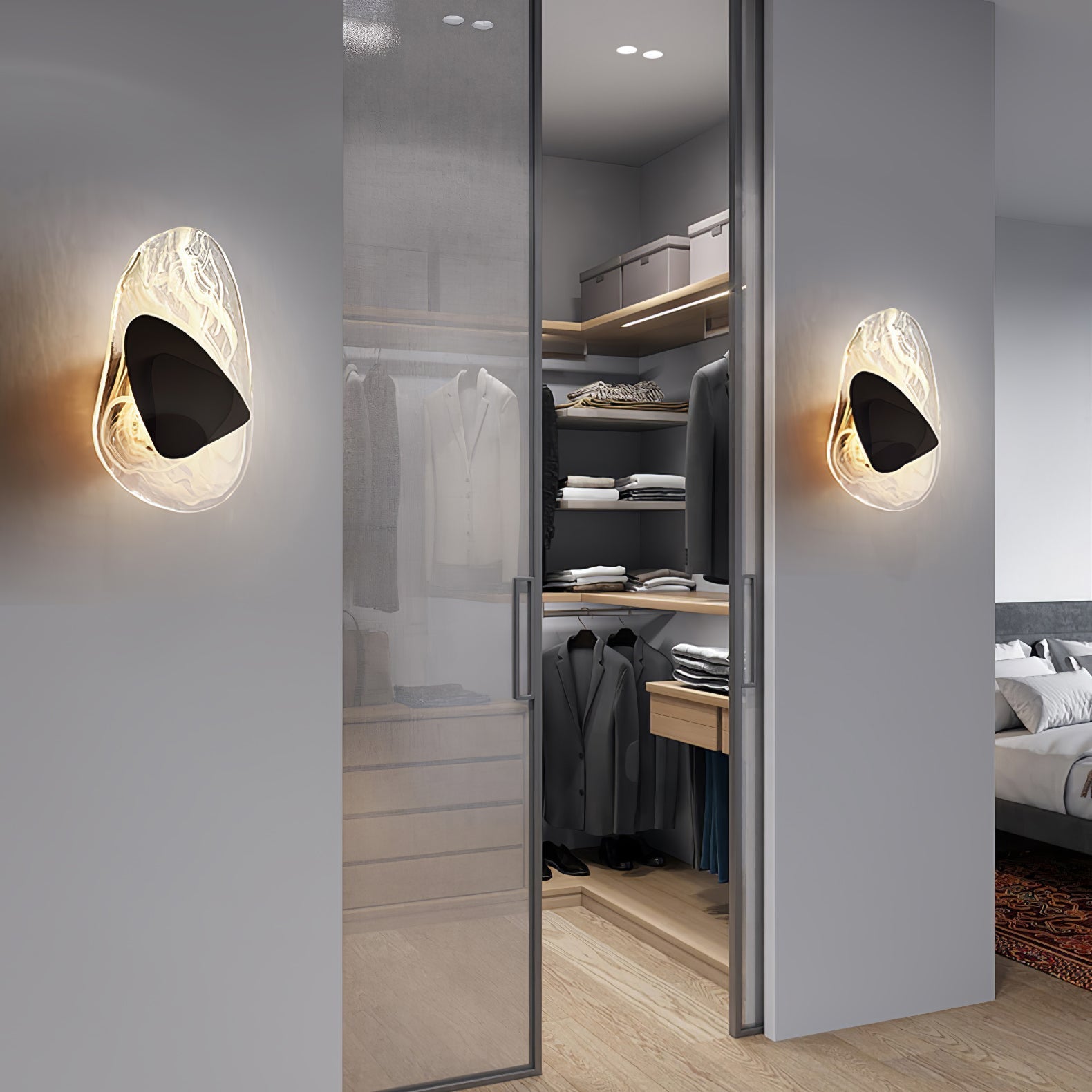 Modern Glass Globe and Metal LED Wall Sconce Set of 2 for Living Room and Bedroom Lighting