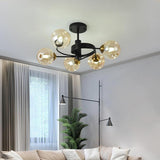 Modern Glass Globe Bubble Chandelier 5 Light Nordic Metal Pendant Ceiling Lamp for Bedroom