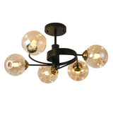 Modern Glass Globe Bubble Chandelier 5 Light Nordic Metal Pendant Ceiling Lamp for Bedroom