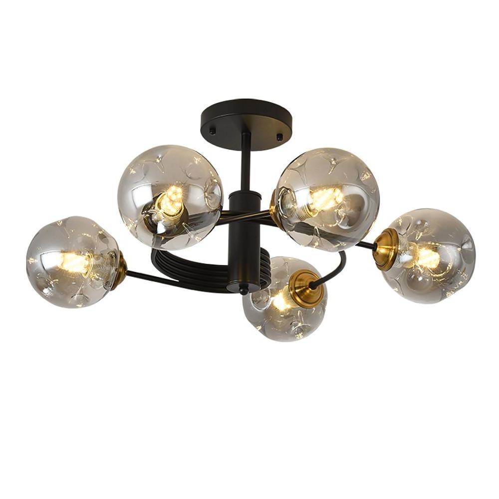 Modern Glass Globe Bubble Chandelier 5 Light Nordic Metal Pendant Ceiling Lamp for Bedroom