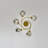 Modern Glass Globe Bubble Chandelier 5 Light Nordic Metal Pendant Ceiling Lamp for Bedroom