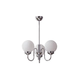 Modern Glass Globe Crown Chandelier with Elegant Chrome Curved Arms