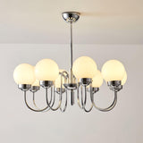 Modern Glass Globe Crown Chandelier with Elegant Chrome Curved Arms