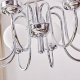 Modern Glass Globe Crown Chandelier with Elegant Chrome Curved Arms