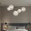 Modern Glass Globe LED Chandelier Circular 3 Color Dimming Pendant Light for Living Dining Room