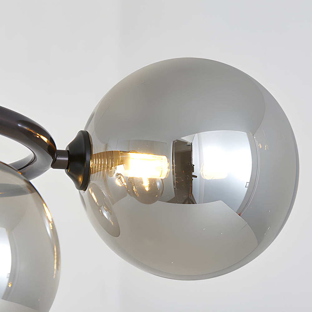 Modern Glass Globe LED Chandelier Circular 3 Color Dimming Pendant Light for Living Dining Room