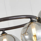 Modern Glass Globe LED Chandelier Circular 3 Color Dimming Pendant Light for Living Dining Room