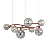 Modern Glass Globe LED Chandelier Circular 3 Color Dimming Pendant Light for Living Dining Room