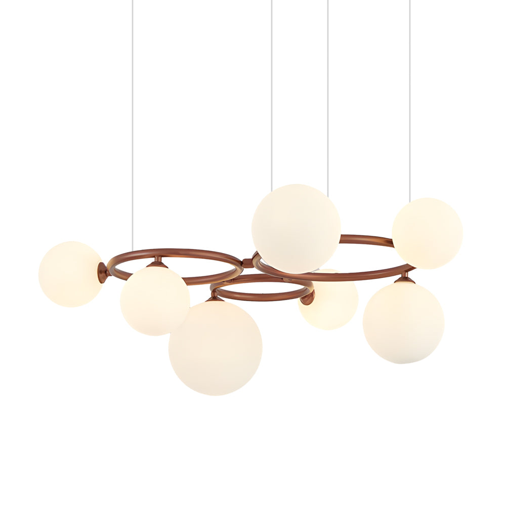 Modern Glass Globe LED Chandelier Circular 3 Color Dimming Pendant Light for Living Dining Room
