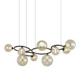 Modern Glass Globe LED Chandelier Circular 3 Color Dimming Pendant Light for Living Dining Room