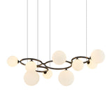 Modern Glass Globe LED Chandelier Circular 3 Color Dimming Pendant Light for Living Dining Room