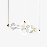 Modern Glass Globe LED Chandelier Gold Ring Pendant Light for Dining Room and Living Space