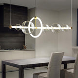 Modern Glass Globe LED Chandelier Gold Ring Pendant Light for Dining Room and Living Space